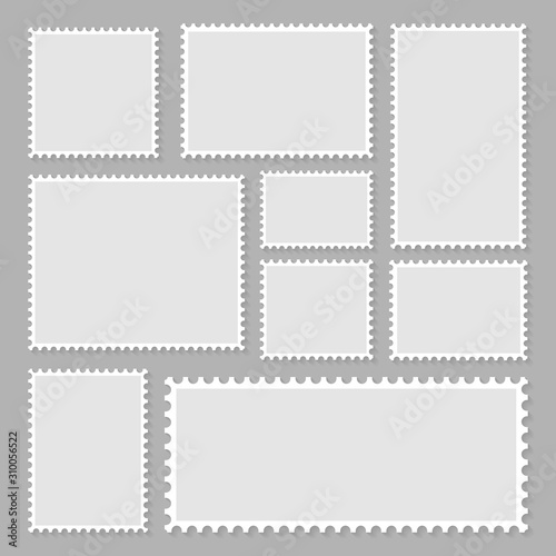 Blank set postage stamps collection. Vector illustration