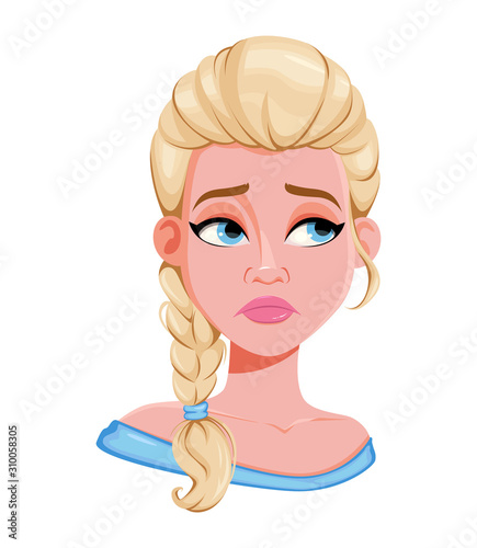 Face expression of beautiful blonde woman