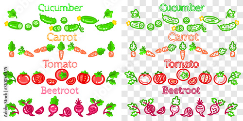 Icon cucumber, carrot, tomato, beetroot