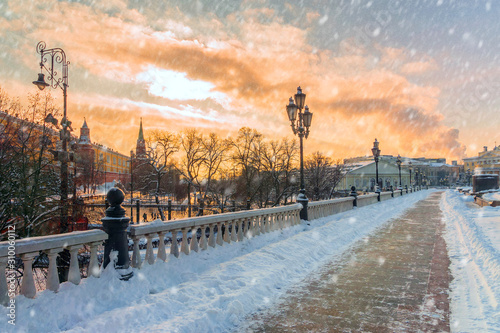 Obraz na płótnie Winter view Manezhnaya square in Moscow, Russia w salonie