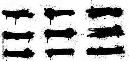 Vector paintbrush set,  brush strokes templates. Grunge design