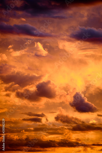 A spectacular stormy sunset sky in the Pilbara region of Western Australia.