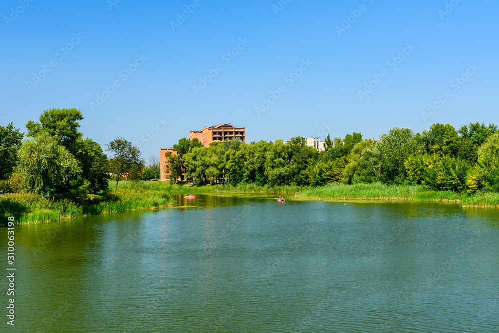 River Khorol in a Myrhorod, Ukraine. Summer landscape