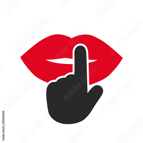 Finger on lip. Quiet, please. Keep silence symbol. Keep quiet sign – stock vector