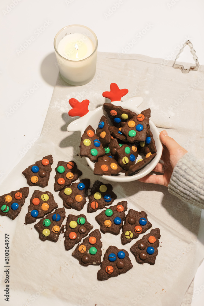 Homemade christmas cookies. Christmas homemade gingerbread cookies in form of Christmas tree. Homemade christmas cookies. Christmas homemade gingerbread cookies in form of Christmas tree.