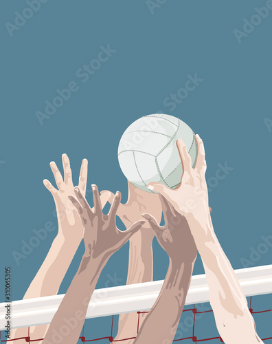 volleyball players hands driving the ball