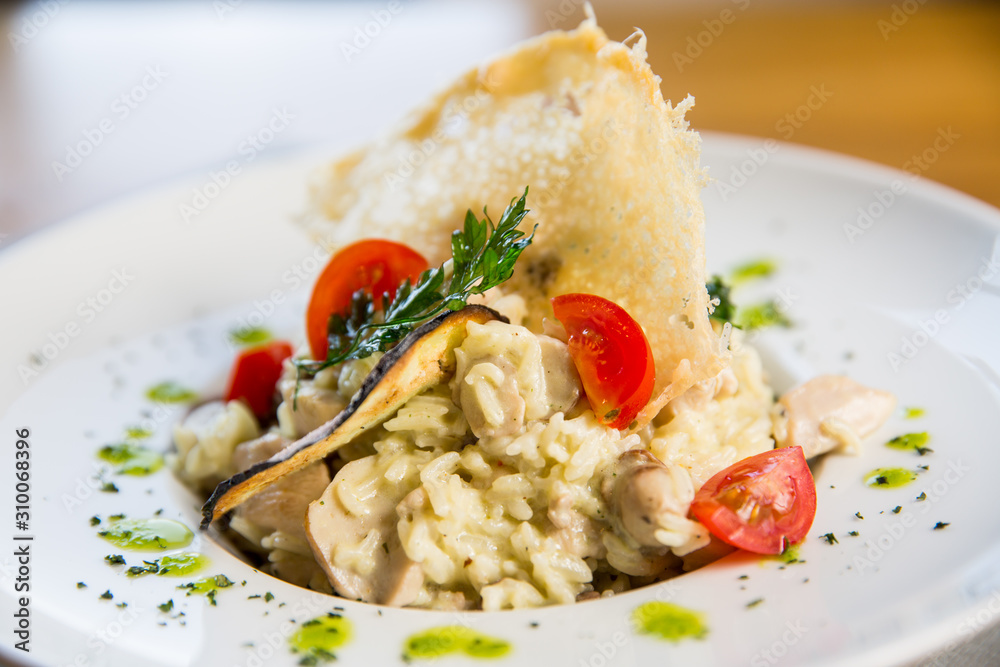 risotto with cheese, mushrooms and spices risotto with cheese, mushrooms and spices