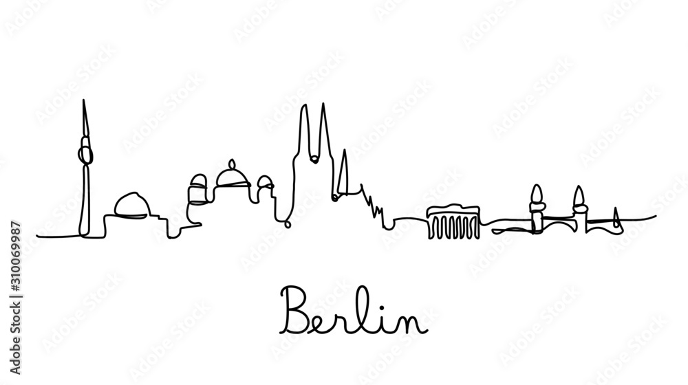 One line style Berlin City skyline. Simple modern minimaistic style vector.