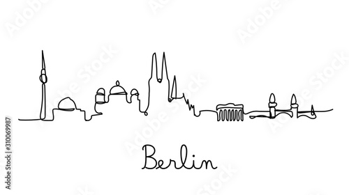 One line style Berlin City skyline. Simple modern minimaistic style vector.