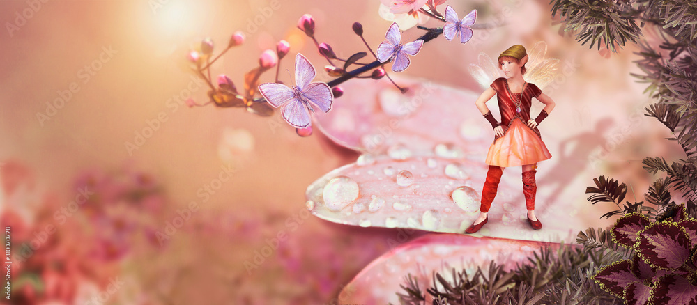 Εκτύπωση καμβά Fantasy and fairy tale background for children, 3d, CG