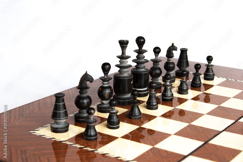 chess game board with many stones