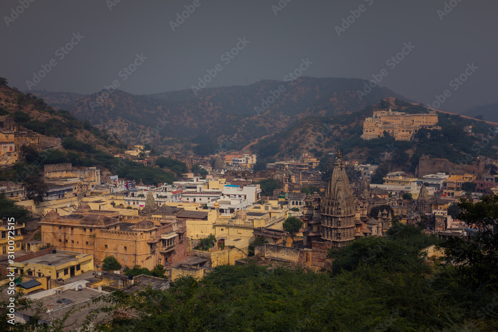 View from Amer in Jaipur, Rajhastan region in India.
