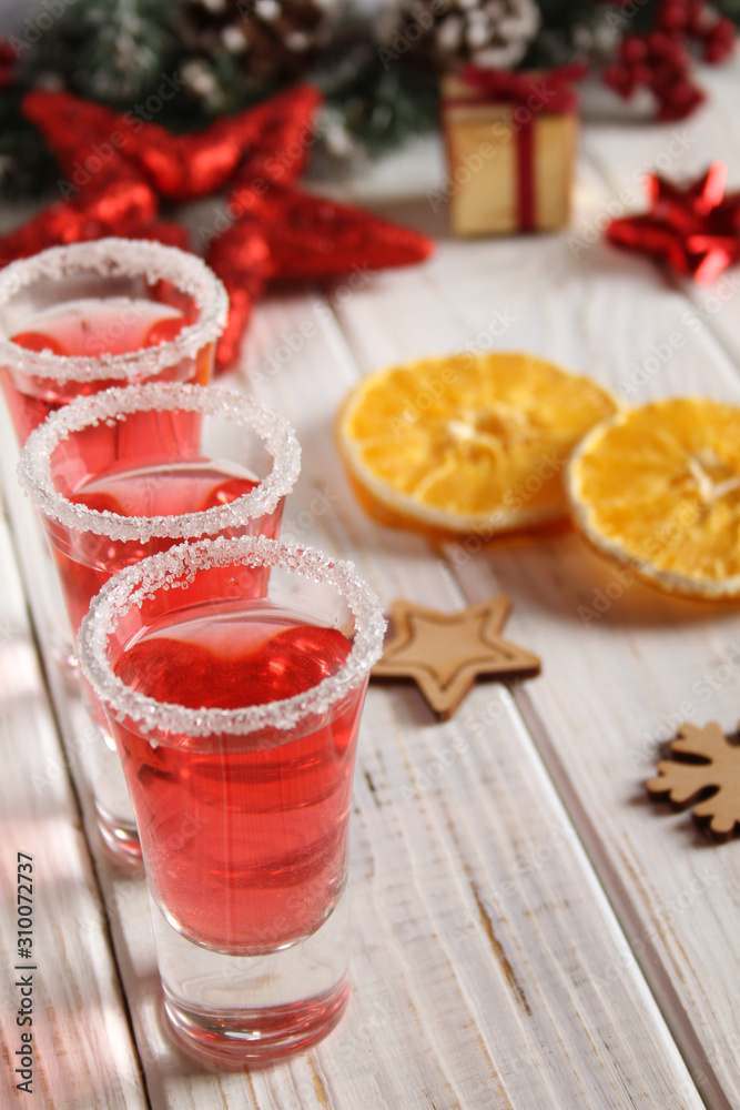Christmas drink red punch in glasses. Christmas drink red punch in glasses.