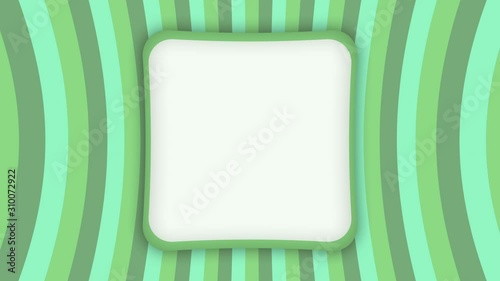 White square frame banner on green stripes animation