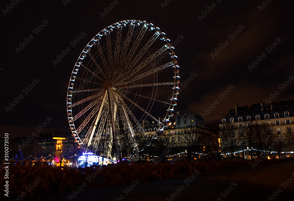 Parisian Ferris Wheel in the night