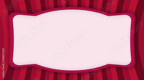 White frame banner on red stripes animation