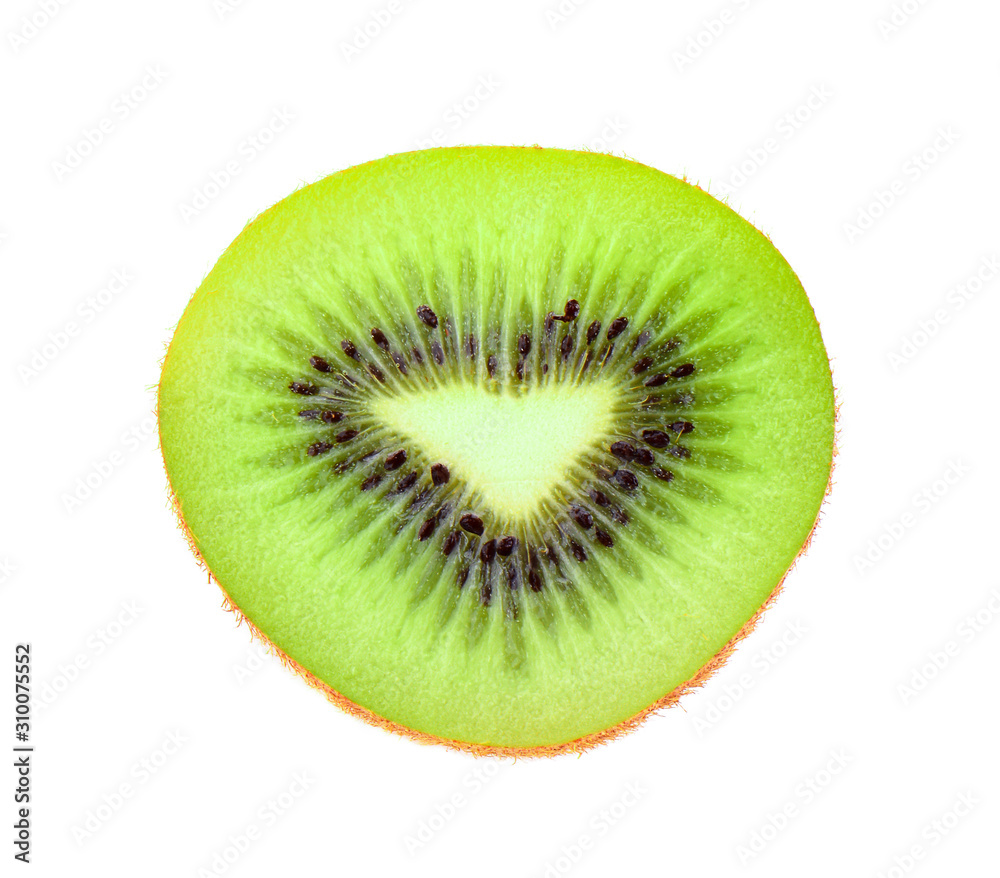 Cross section of ripe kiwi isolated on white background Cross section of ripe kiwi isolated on white background