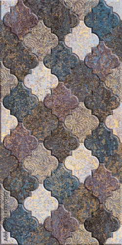 Digital tiles design. Colorful ceramic tiles 