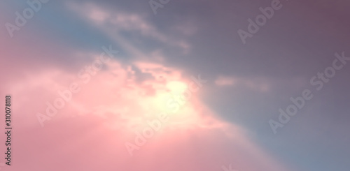 Bright Blue Sky Background. Realistic Vector Beautiful Clouds