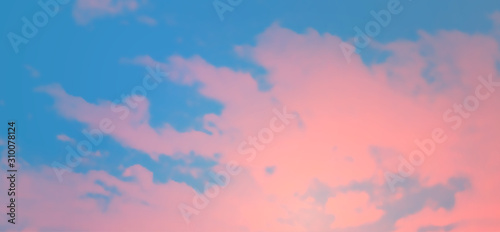 Vivid Colored Aesthetic Sky Background. Realistic Vector Pink Clouds