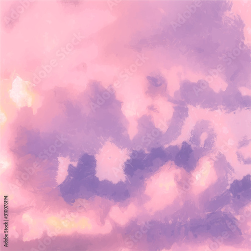 Beatiful Sky with Clouds Artistic Background. Craft Painting Landscape Design © WhataWin