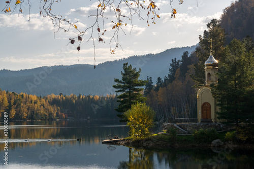 Chapel of the Holy Prophet King Solomon on the shores of the Emerald Lake photo