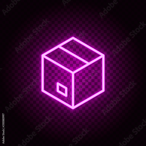 box, delivery neon icon. Pink neon vector icon
