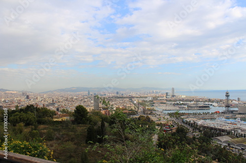 panoramic view of barcelona spain