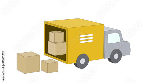 delivery truck with boxes, 3d illustration