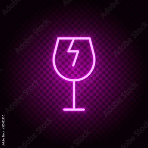 crack, delivery, fragile, glass neon icon. Pink neon vector icon