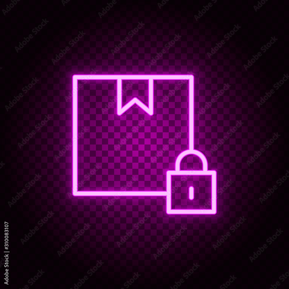 box, delivery, lock neon icon. Pink neon vector icon box, delivery, lock neon icon. Pink neon vector icon