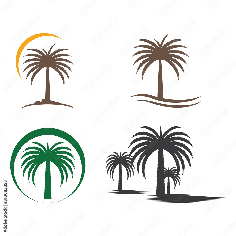 Set Dates tree Wave Logo Template vector symbol