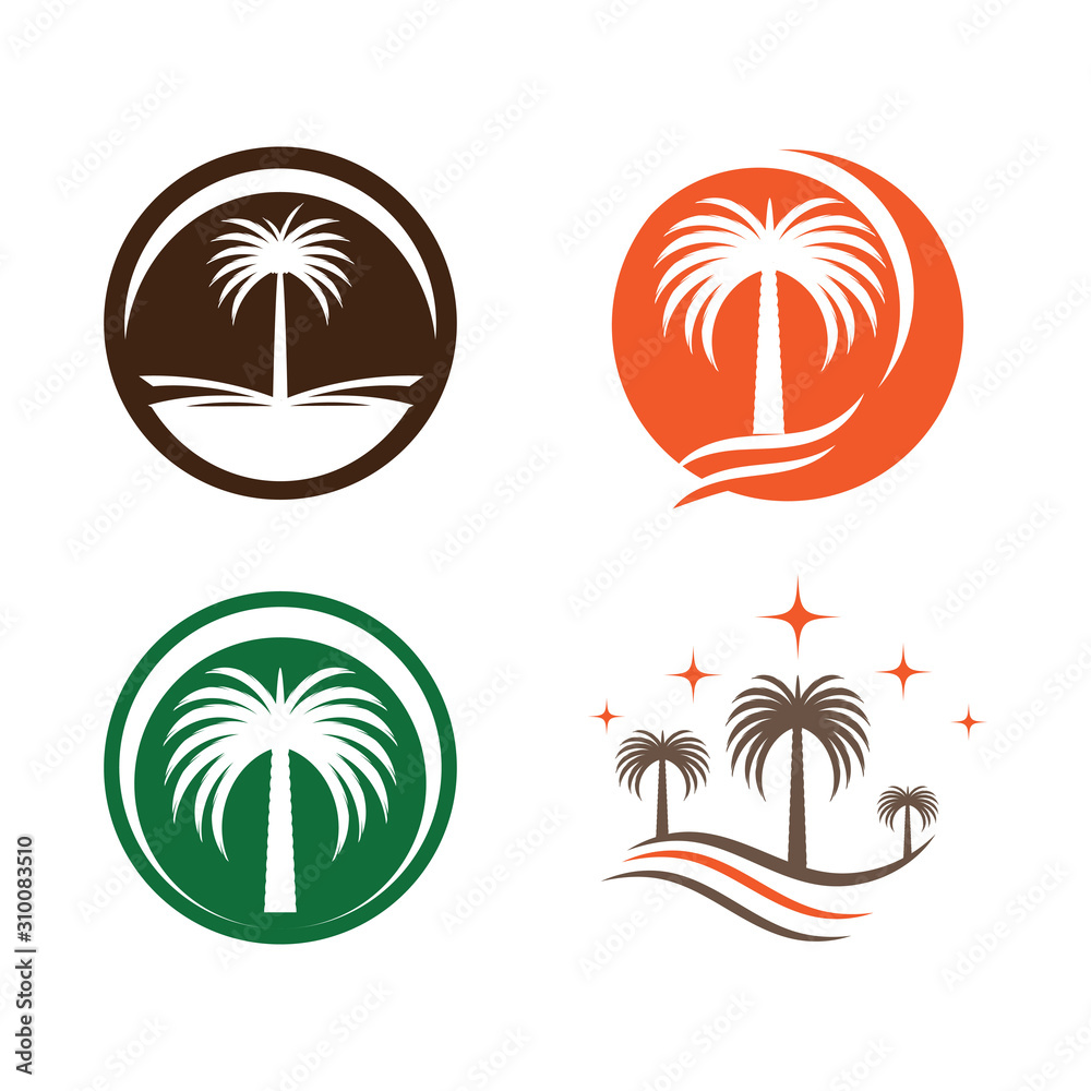 Obraz premium Set Dates tree Wave Logo Template vector symbol