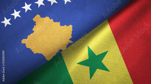 Kosovo and Senegal two flags textile cloth, fabric texture