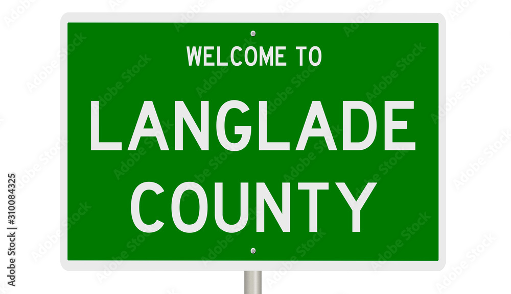 Rendering of a green 3d highway sign for Langlade County
