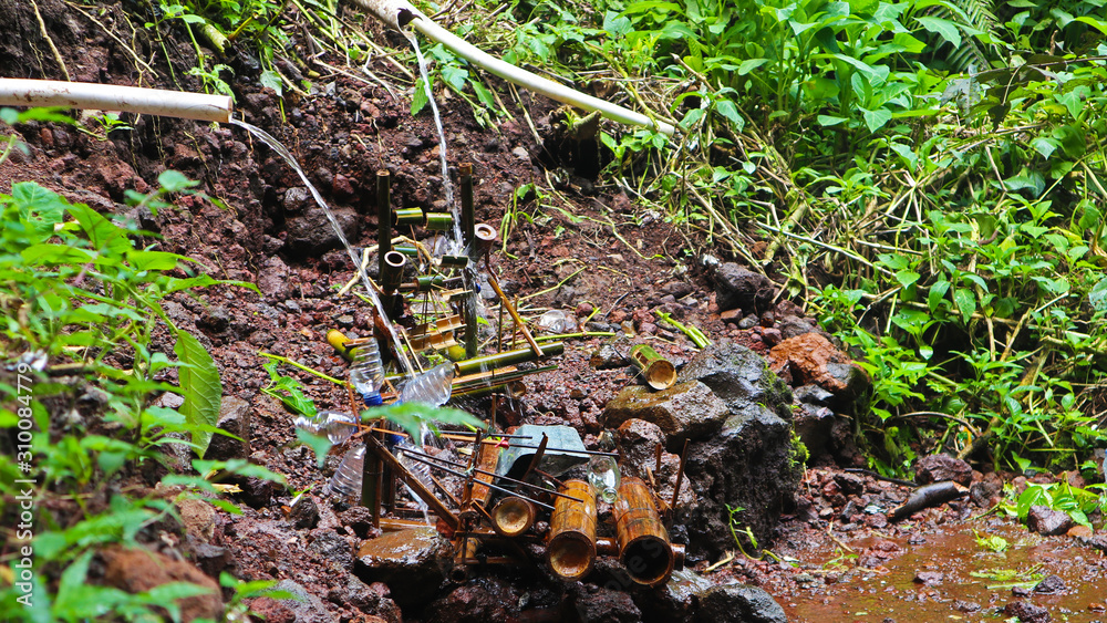 water flow handicraft in the forest water flow handicraft in the forest
