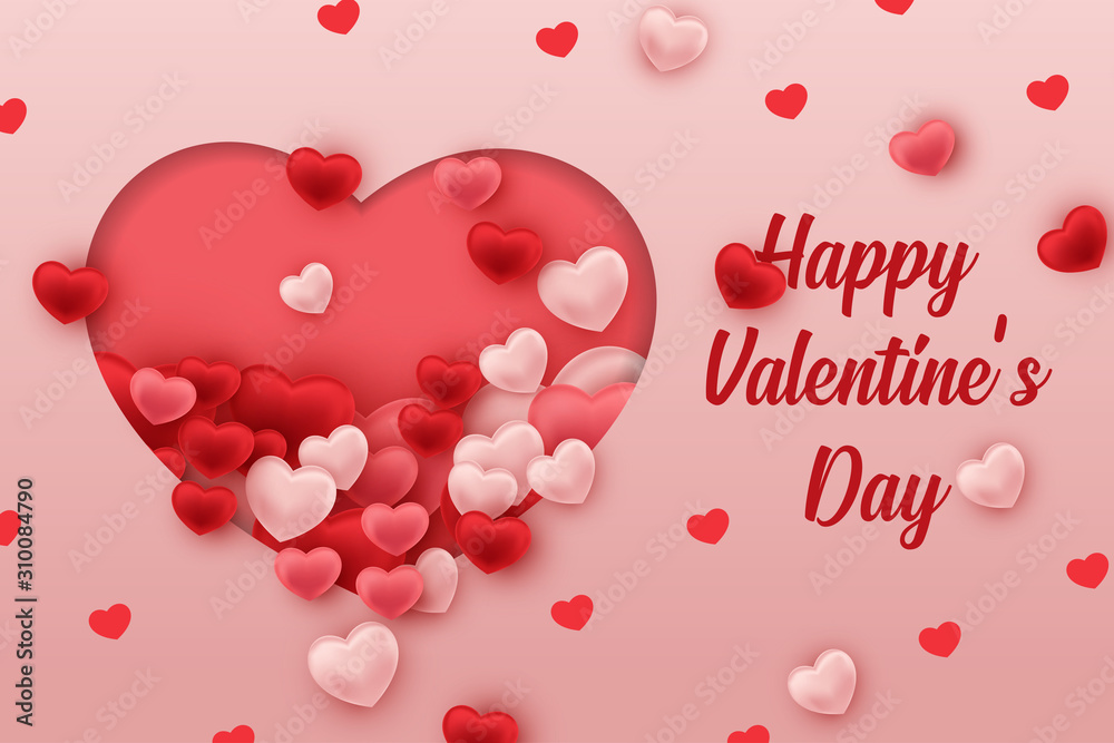 red hearts valentine's day background graphic design vector illustration