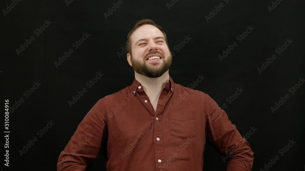 Man expressing emotions on black background Man expressing emotions on black background