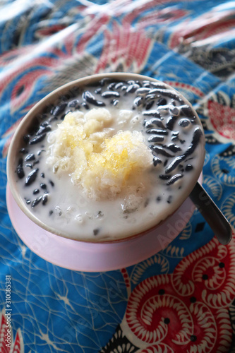 Es Dawet Ireng, Indonesian traditional food or beverage from Central Java. photo