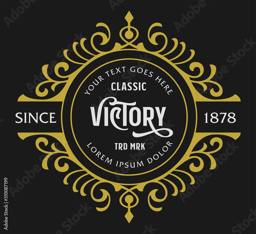 Victorian Ornament Badge Classic Decorative Style Frame Template