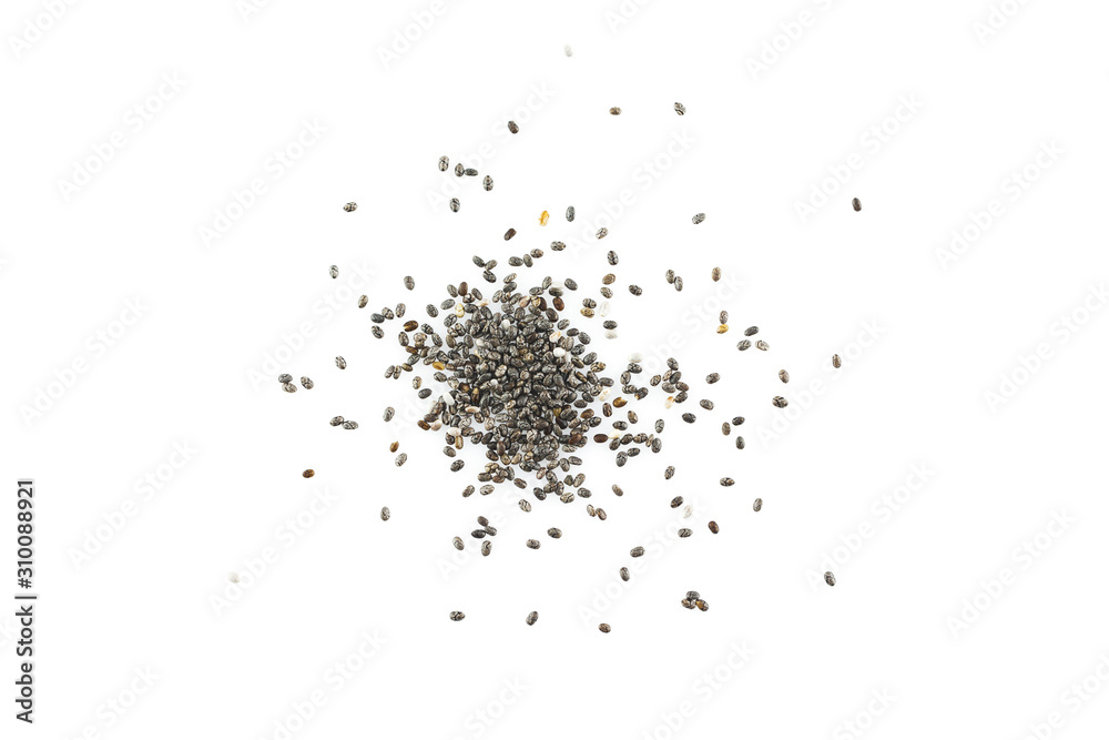 chia seeds on white background.