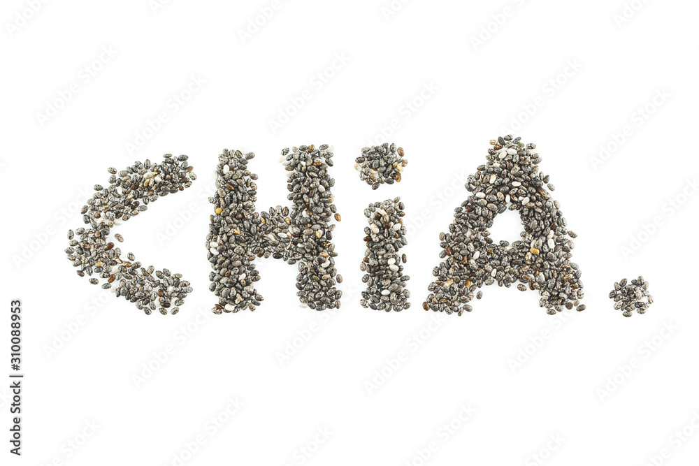 chia seeds on white background. chia seeds on white background.