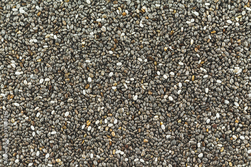 chia seeds pile texture top view.