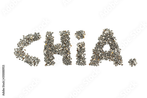 chia seeds on white background.