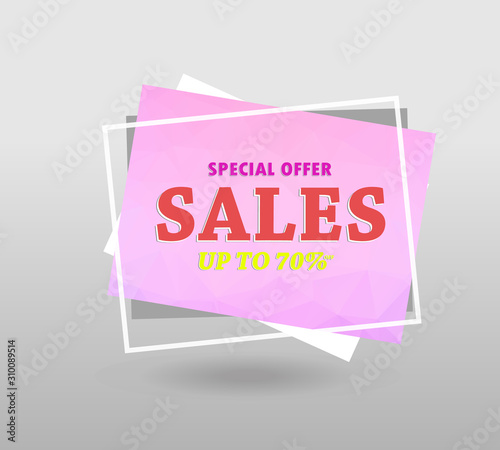 Quote sale banner. with polygonal triangles, 3d mesh polygons, rounds, lines, explosion for business and sale shopping. Vector eps 10 format.