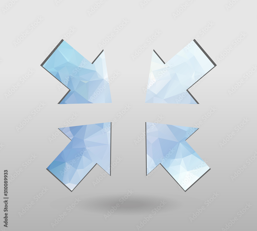 Arrow icon set. polygonal arrows. colorful arrow shape in modern polygonal crystal style on white background. For party poster, greeting card, banner or invitation. Arrow icon set. polygonal arrows. colorful arrow shape in modern polygonal crystal style on white background. For party poster, greeting card, banner or invitation.