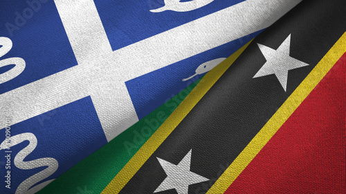 Martinique snake and Saint Kitts and Nevis two flags textile cloth, fabric texture photo