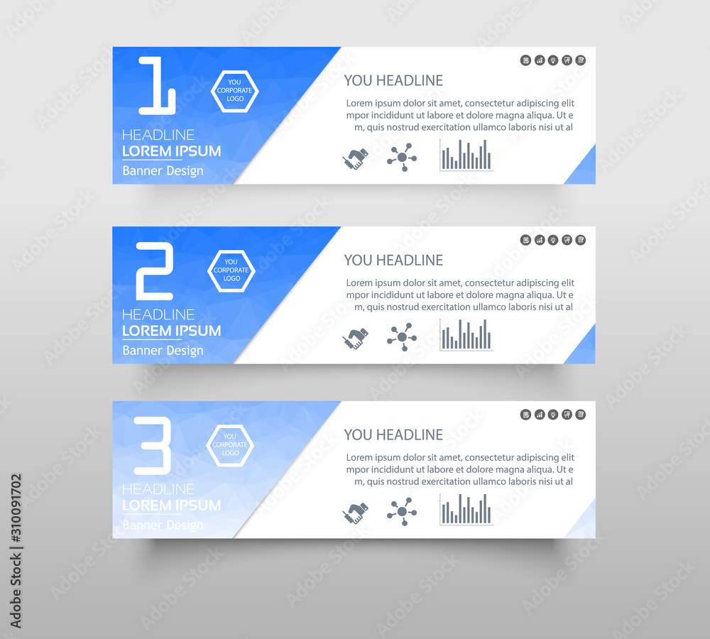 Set of infographic banner with polygonal, Geometric, Triangle pattern shape. web banner modern low polygon set background design, Geometric background. eps10 vector illustration.
