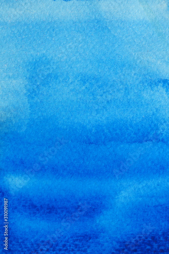 Abstract background and texture pattern blue flow on white background, Illustration watercolor hand draw and painted on paper, The sky and the land are covered by snow in the winter
