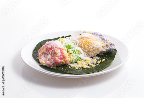 Mung bean dumpling, Thai dessert isolated on white background